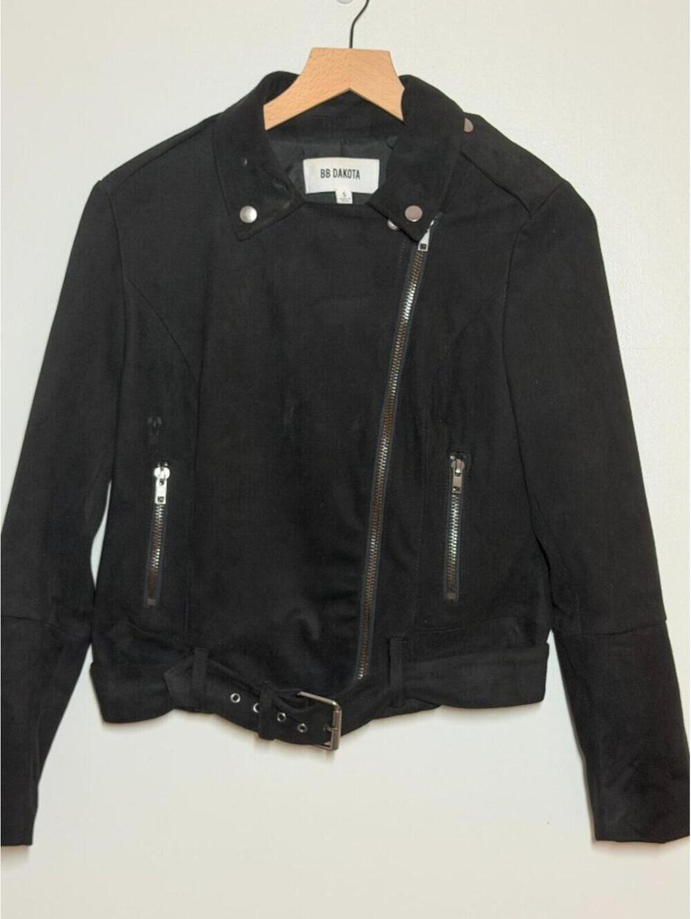 BB Dakota Black Faux Suede Moto Jacket Size Small